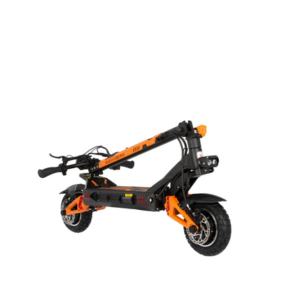 KuKirin G3 Pro electric scooter features, showcasing the folded design with its robust frame and tires.